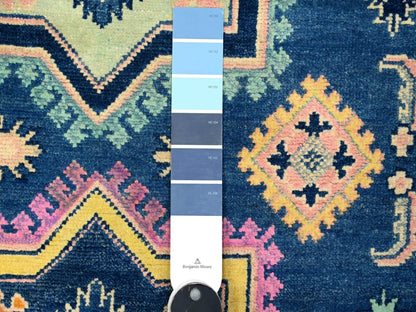 Kazak Tribal hand-knotted wool rug in Blue, 4'11" x 6'10", SKU O089232