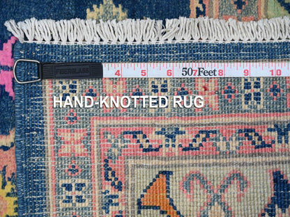 Kazak Tribal hand-knotted wool rug in Blue, 4'11" x 6'10", SKU O089232