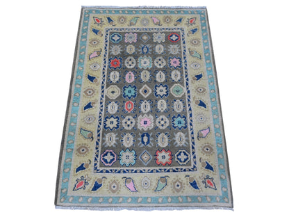 Grey 2'9" x 3'11" Tribal Hand knotted Wool Rug - Sku: O089240
