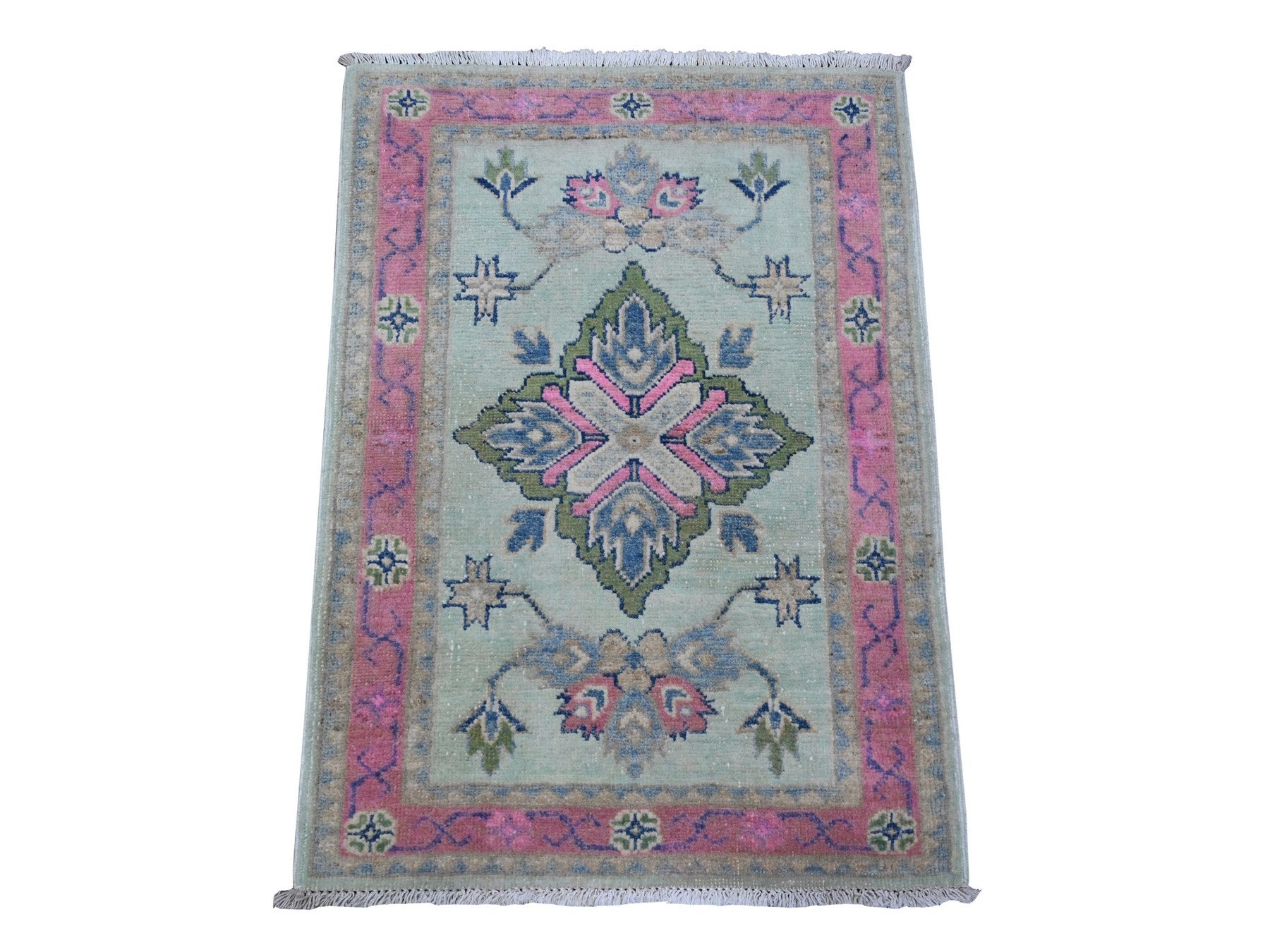 Kazak Tribal hand-knotted wool rug in Blue, 2'0" x 2'9", SKU O089248
