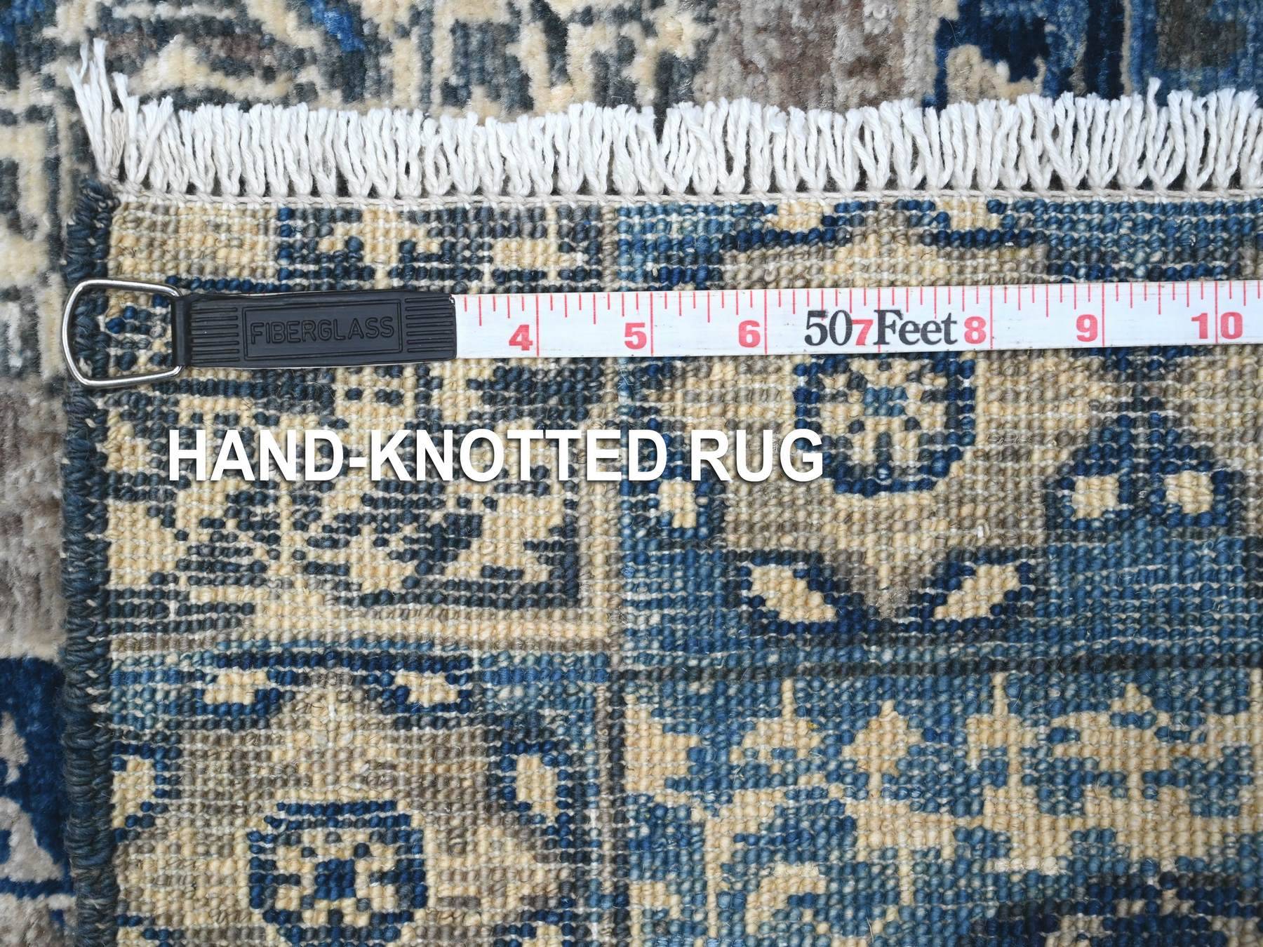 Mamluk Oushak / Peshawar hand-knotted wool runner in Blue, 4'1" x 11'6", SKU O089252