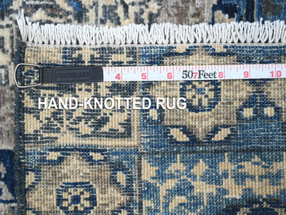 Mamluk Oushak / Peshawar hand-knotted wool runner in Blue, 4'1" x 11'6", SKU O089252