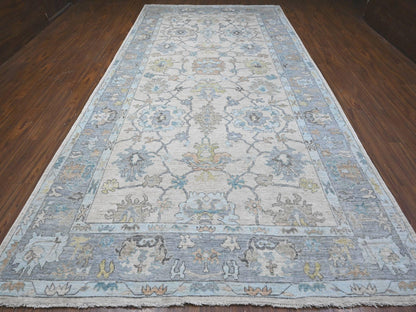Grey 8'1" x 15'7" Oushak And Peshawar Hand knotted Wool Rug - Sku: O089260