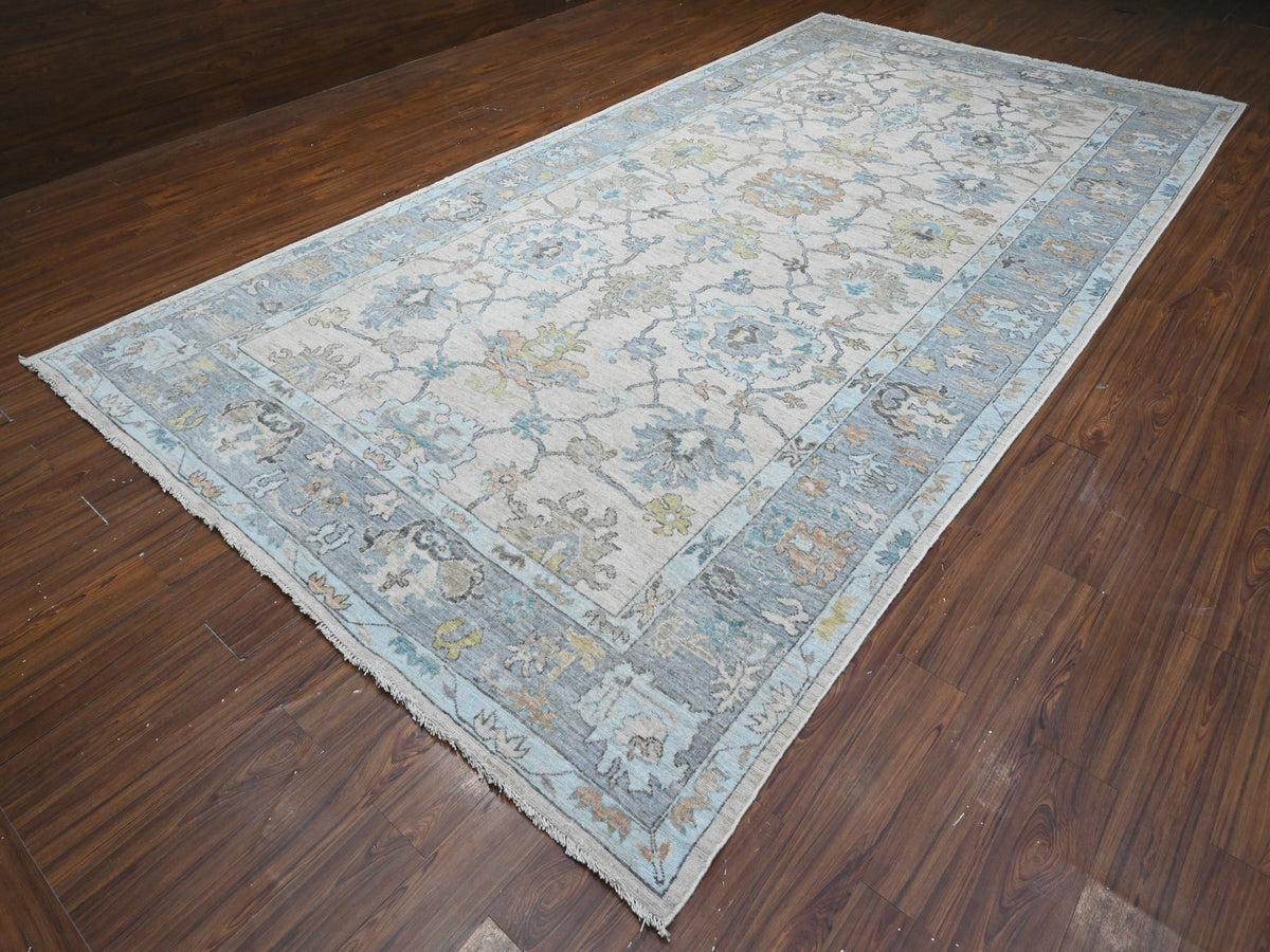 Oushak hand-knotted wool rug in Gray, 8'1" x 15'7", SKU O089260