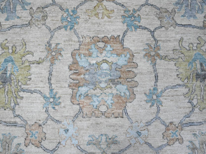 Grey 8'1" x 15'7" Oushak And Peshawar Hand knotted Wool Rug - Sku: O089260