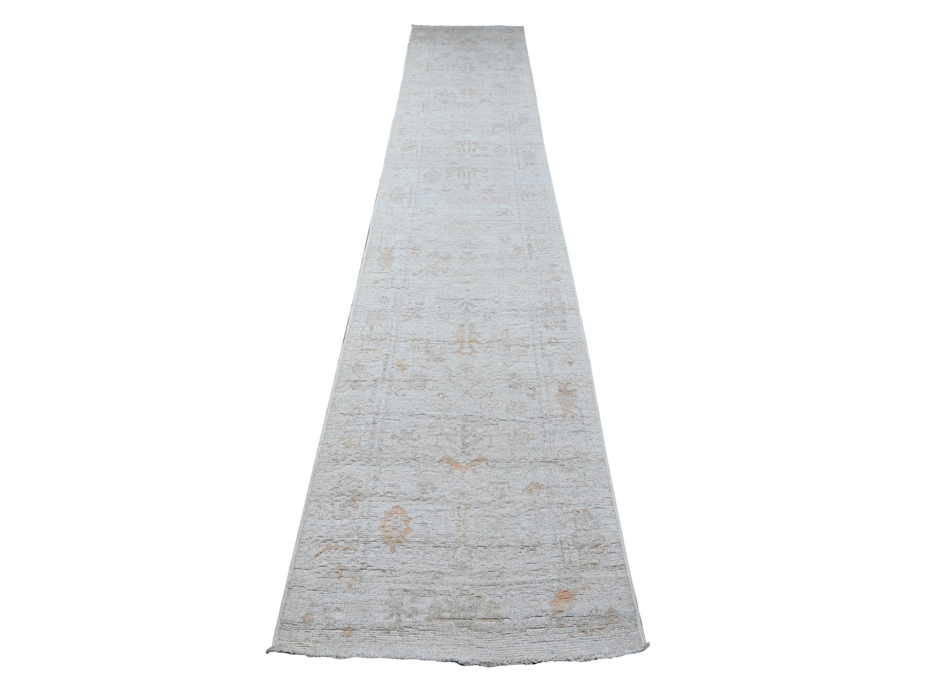 Gray 2'5" x 13'7" Oushak / Peshawar Hand knotted Wool Rug - Sku: O089280