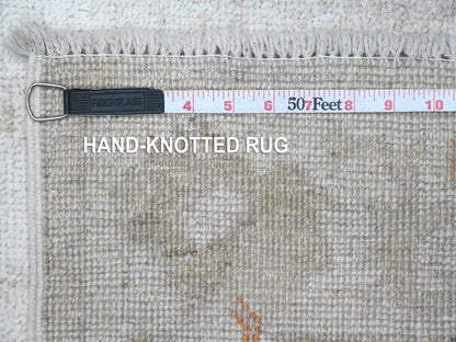 Grey 2'5" x 13'7" Oushak And Peshawar Hand knotted Wool Rug - Sku: O089280