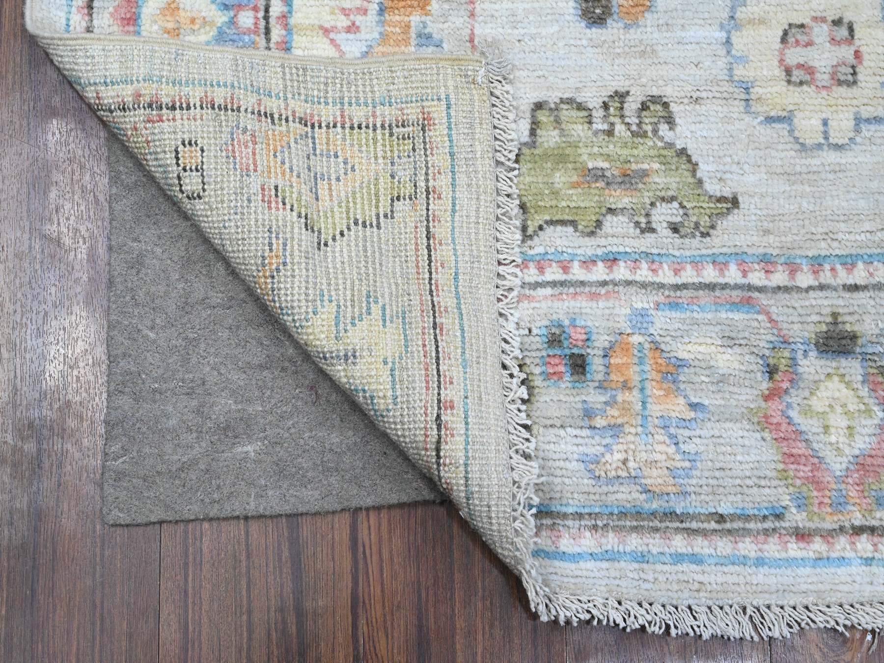 Oushak hand-knotted wool runner in Blue, 3'11" x 10'8", SKU O089290