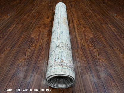Oushak hand-knotted wool runner in Blue, 3'11" x 10'8", SKU O089290
