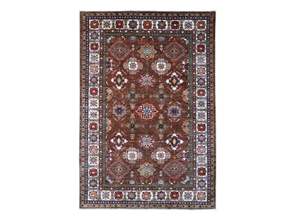 Kazak Tribal hand-knotted wool rug in Brown, 6'0" x 8'10", SKU O089300