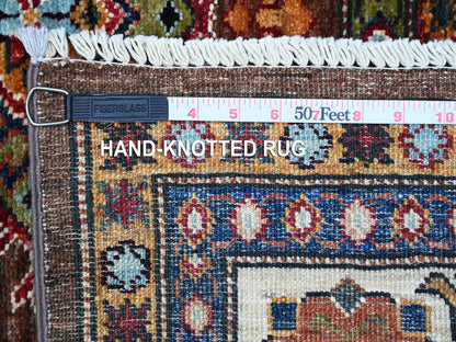 Kazak Tribal hand-knotted wool rug in Brown, 6'0" x 8'10", SKU O089300