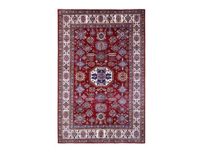 Red 6'1" x 9'3" Tribal Hand knotted Wool Rug - Sku: O089301