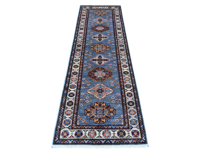 Grey 2'7" x 8'4" Tribal Hand knotted Wool Rug - Sku: O089305