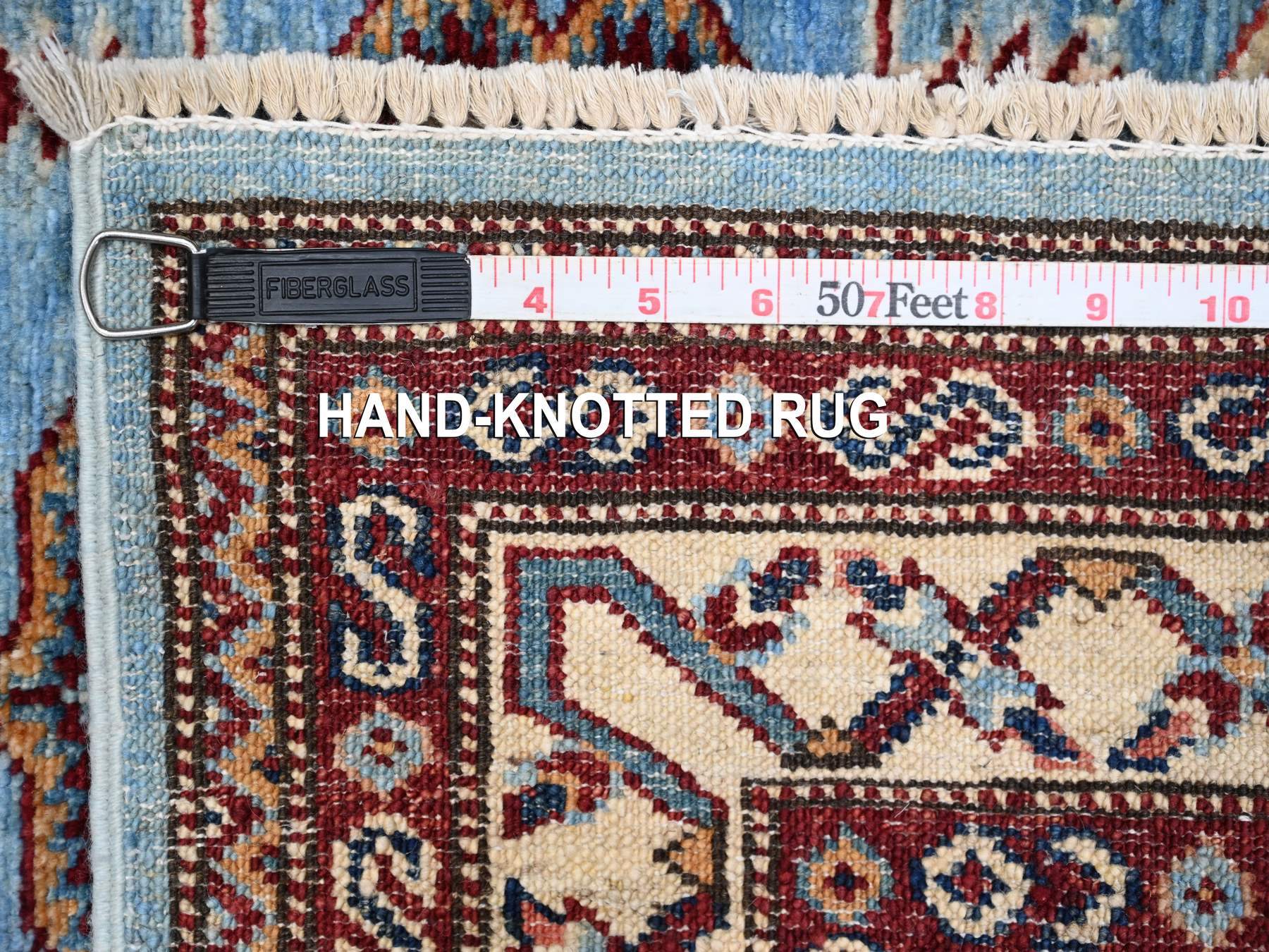 Kazak Tribal hand-knotted wool runner in Blue, 2'9" x 8'8", SKU O089311