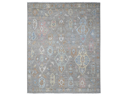 Grey 7'11" x 9'8" Oushak And Peshawar Hand knotted Wool Rug - Sku: O089318