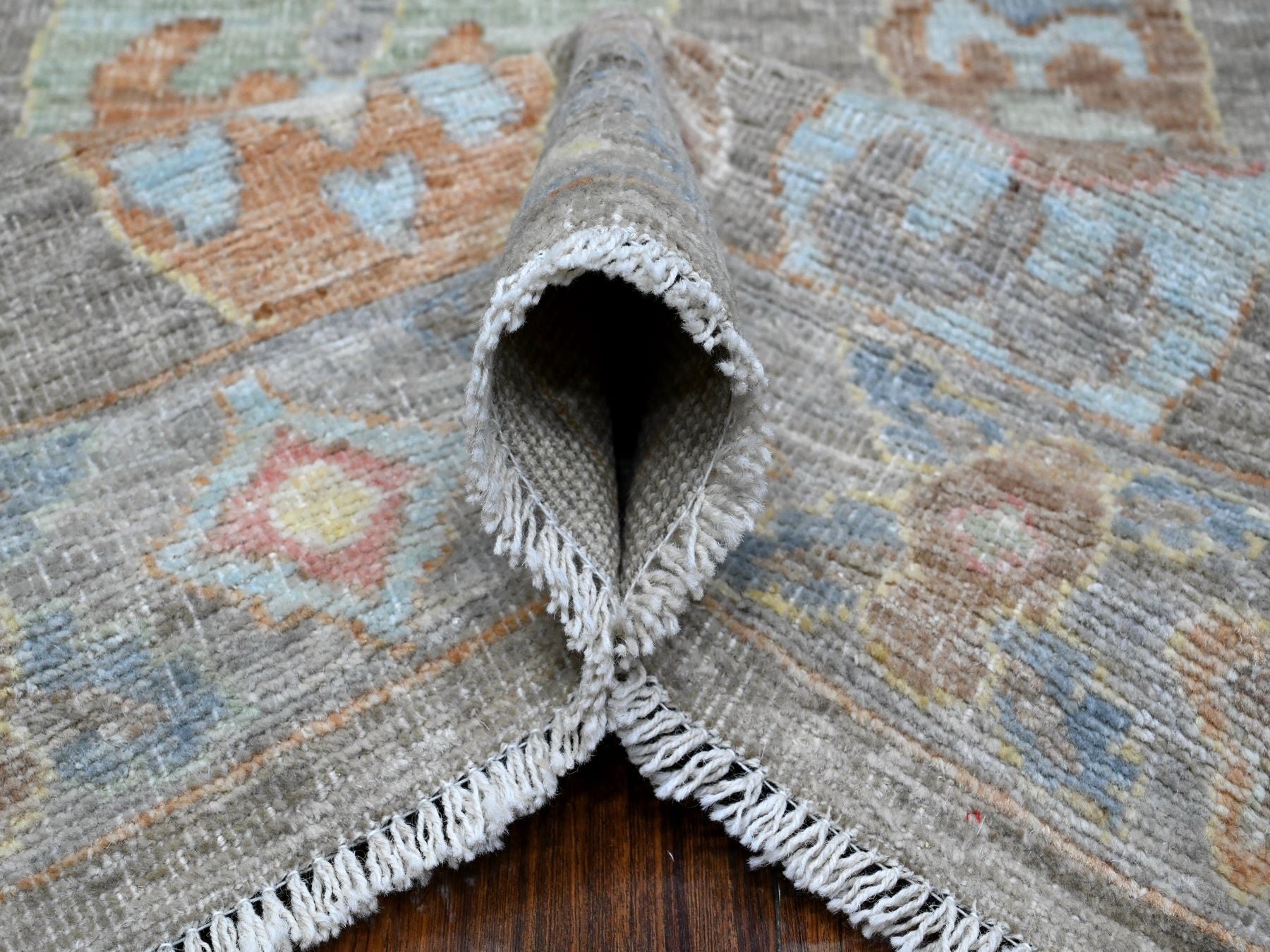 Oushak hand-knotted wool rug in Gray, 7'11" x 9'8", SKU O089318