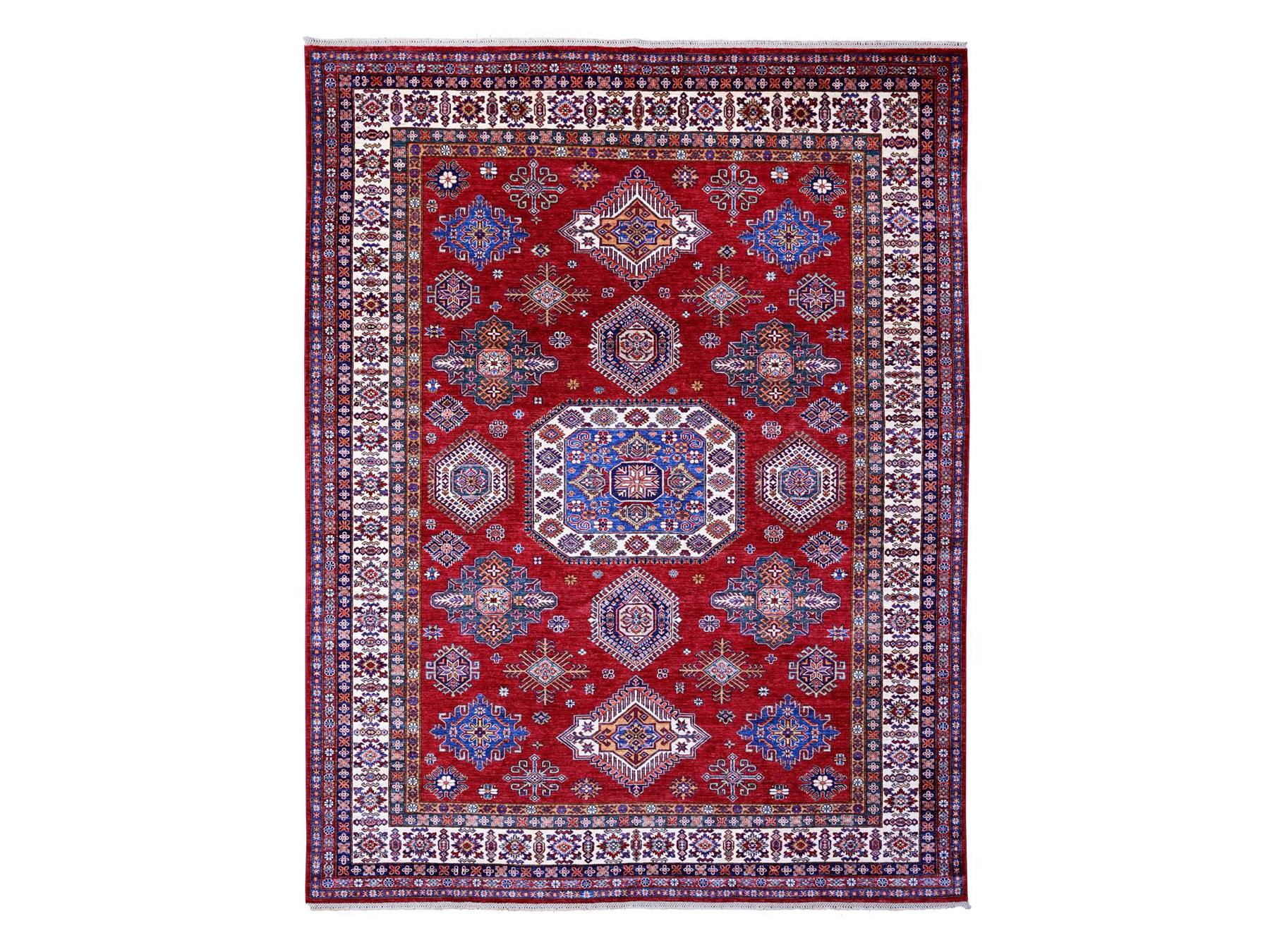 Kazak Tribal hand-knotted wool rug in Red, 9'1" x 11'9", SKU O089327