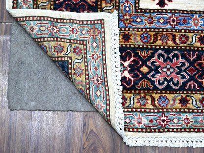 Ivory 5'10" x 6'0" Kazak Hand knotted Wool Rug - Sku: O089328
