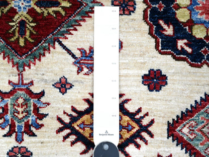 Ivory 5'10" x 6'0" Kazak Hand knotted Wool Rug - Sku: O089328