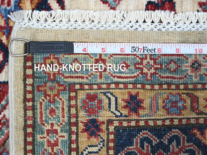 Ivory 5'10" x 6'0" Kazak Hand knotted Wool Rug - Sku: O089328