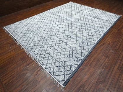 Ivory 9'1" x 12'4" Tribal Hand knotted Wool Rug - Sku: O089334