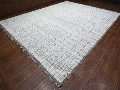 Ivory 12'2" x 15'9" Tribal Hand knotted Wool Rug - Sku: O089335