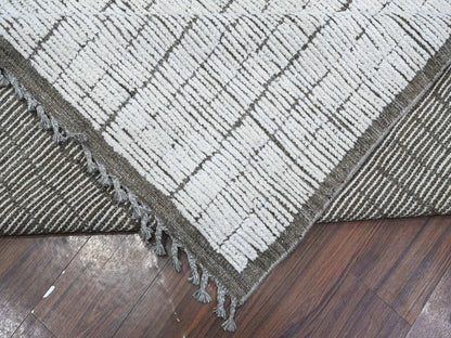 Ivory 12'2" x 15'9" Tribal Hand knotted Wool Rug - Sku: O089335