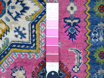 Kazak Tribal hand-knotted wool rug in Pink, 5'0" x 6'9", SKU O089338