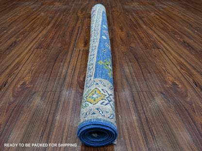 Kazak Tribal hand-knotted wool rug in Blue, 4'11" x 6'5", SKU O089343