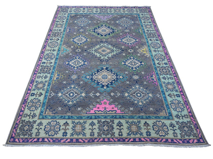 Grey 5'6" x 7'7" Tribal Hand knotted Wool Rug - Sku: O089345