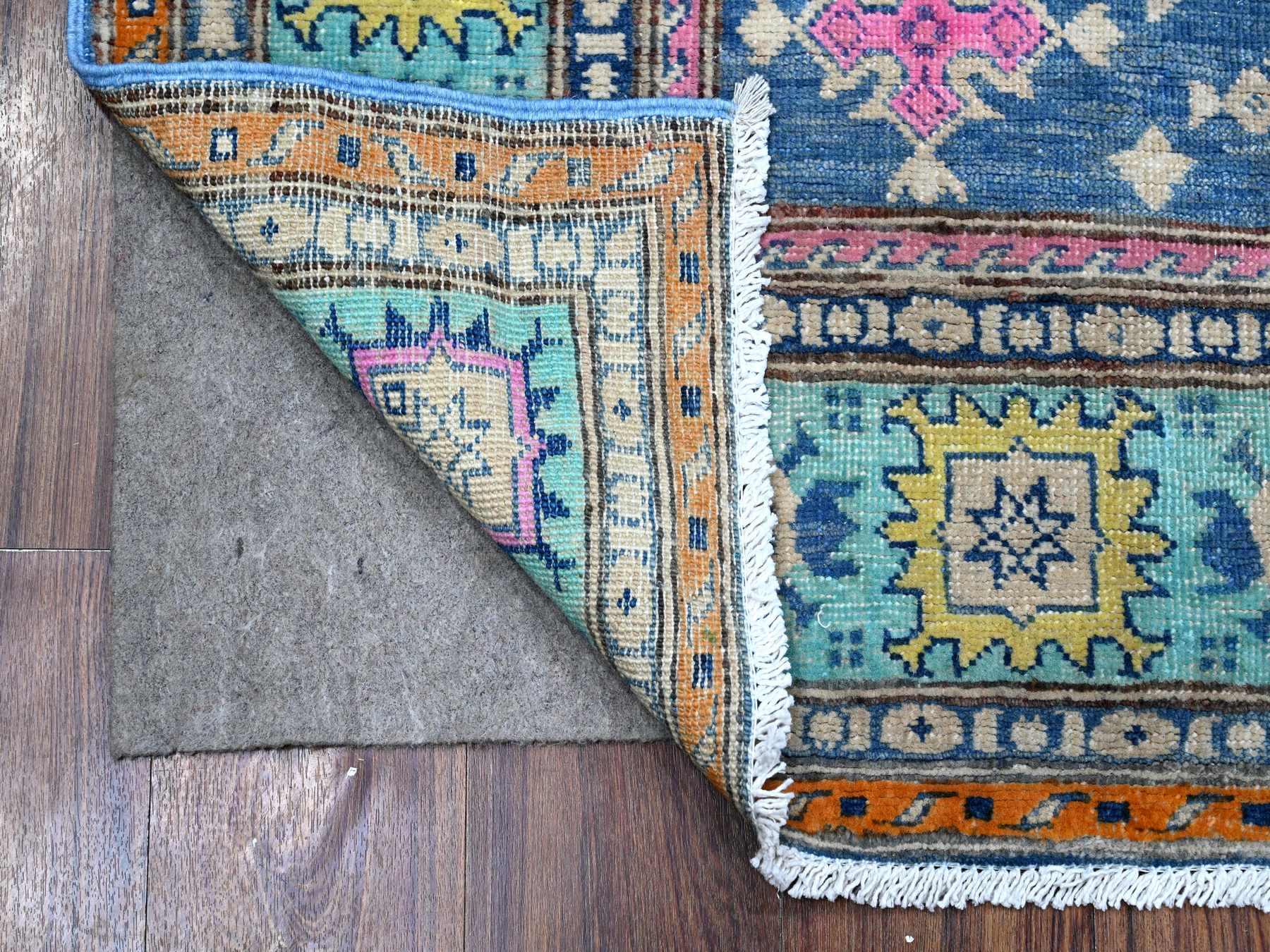Kazak Tribal hand-knotted wool rug in Blue, 5'1" x 6'4", SKU O089347