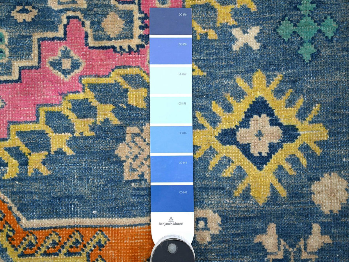 Kazak Tribal hand-knotted wool rug in Blue, 5'1" x 6'4", SKU O089347