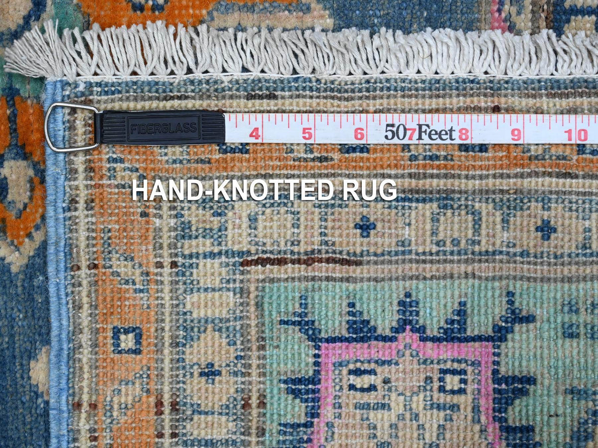 Kazak Tribal hand-knotted wool rug in Blue, 5'1" x 6'4", SKU O089347