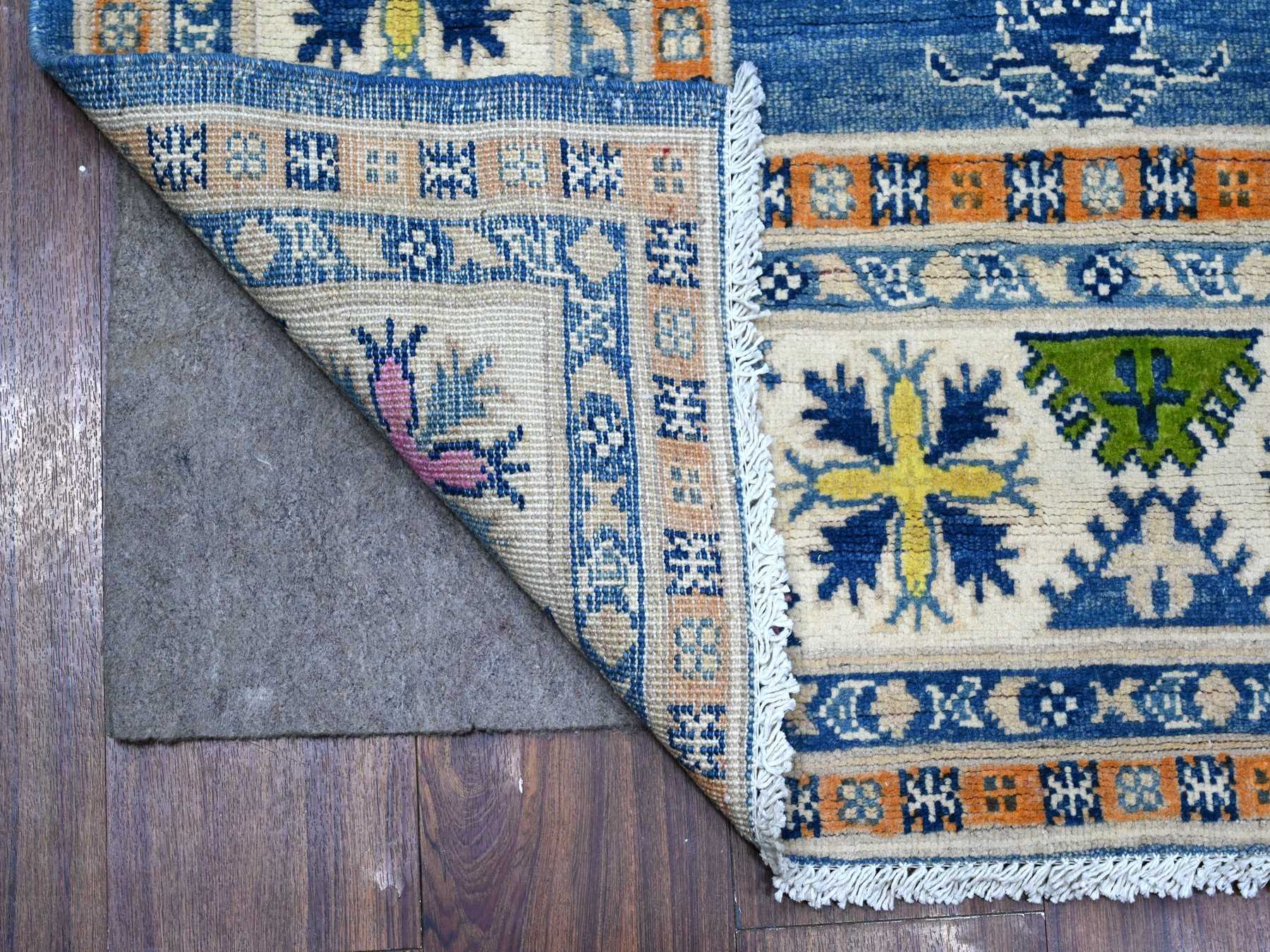 Kazak Tribal hand-knotted wool rug in Blue, 5'5" x 7'9", SKU O089348