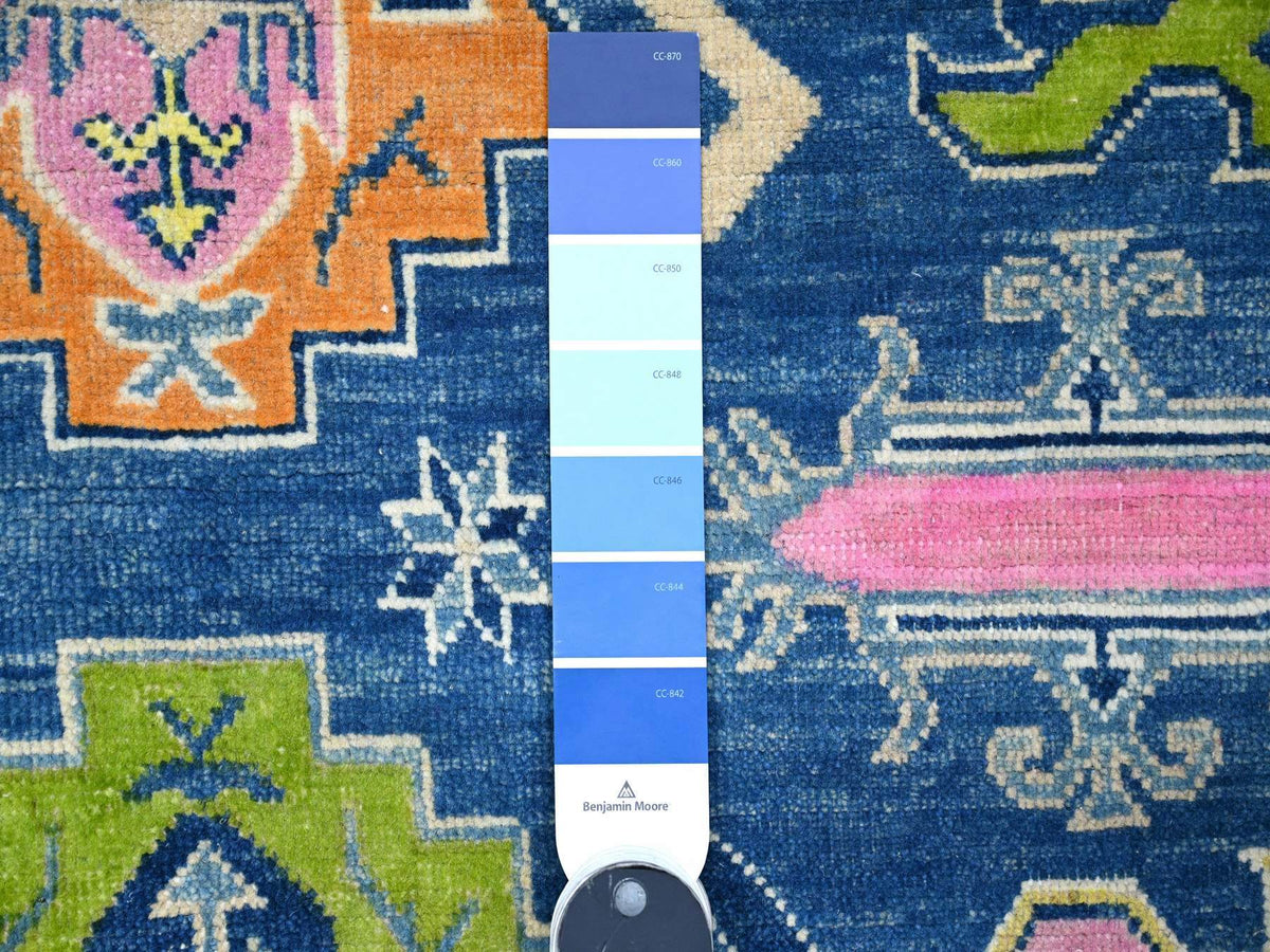 Kazak Tribal hand-knotted wool rug in Blue, 5'5" x 7'9", SKU O089348