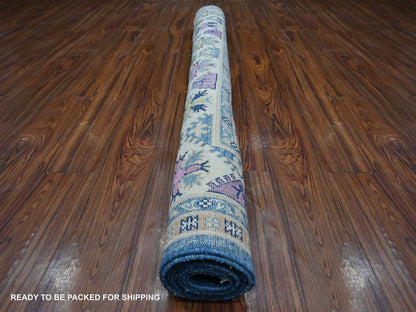 Kazak Tribal hand-knotted wool rug in Blue, 5'5" x 7'9", SKU O089348