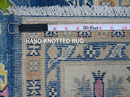 Kazak Tribal hand-knotted wool rug in Blue, 5'5" x 7'9", SKU O089348