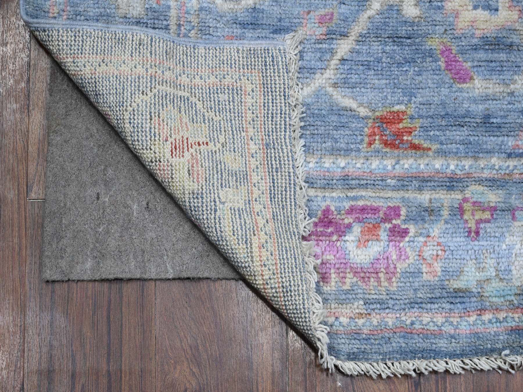 Oushak hand-knotted wool runner in Blue, 2'9" x 15'3", SKU O089351