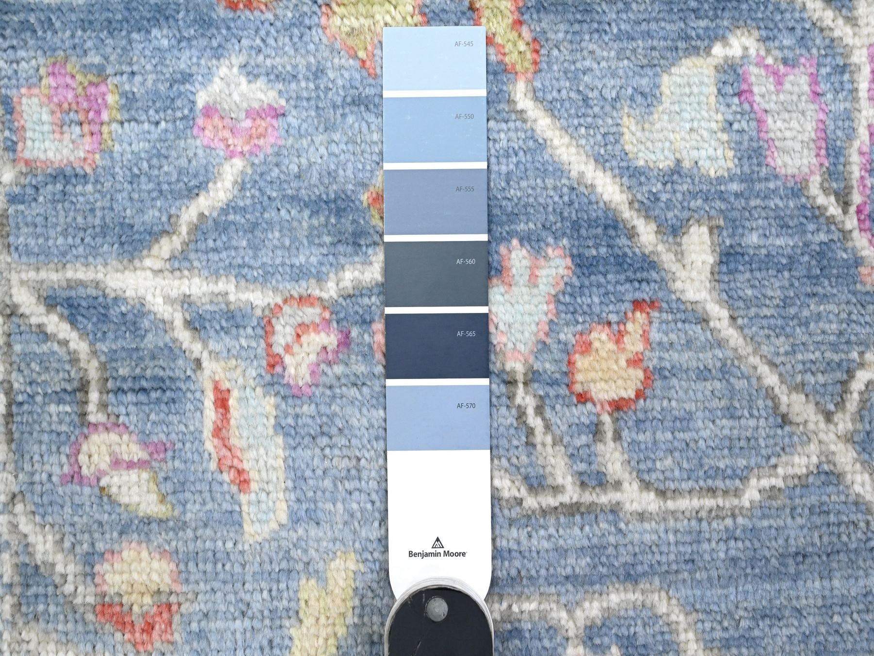 Oushak hand-knotted wool runner in Blue, 2'9" x 15'3", SKU O089351