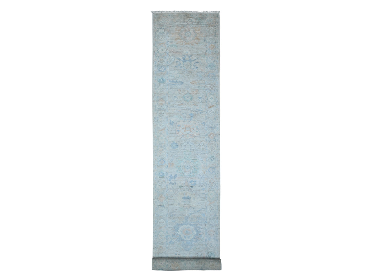 Oushak hand-knotted wool runner in Gray, 3'1" x 19'10", SKU O089358