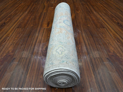 Oushak hand-knotted wool runner in Gray, 3'1" x 19'10", SKU O089358