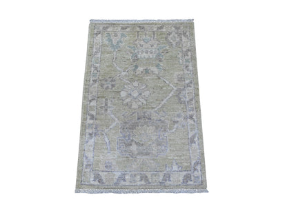 Oushak hand-knotted wool rug in Green, 1'11" x 3'0", SKU O089363