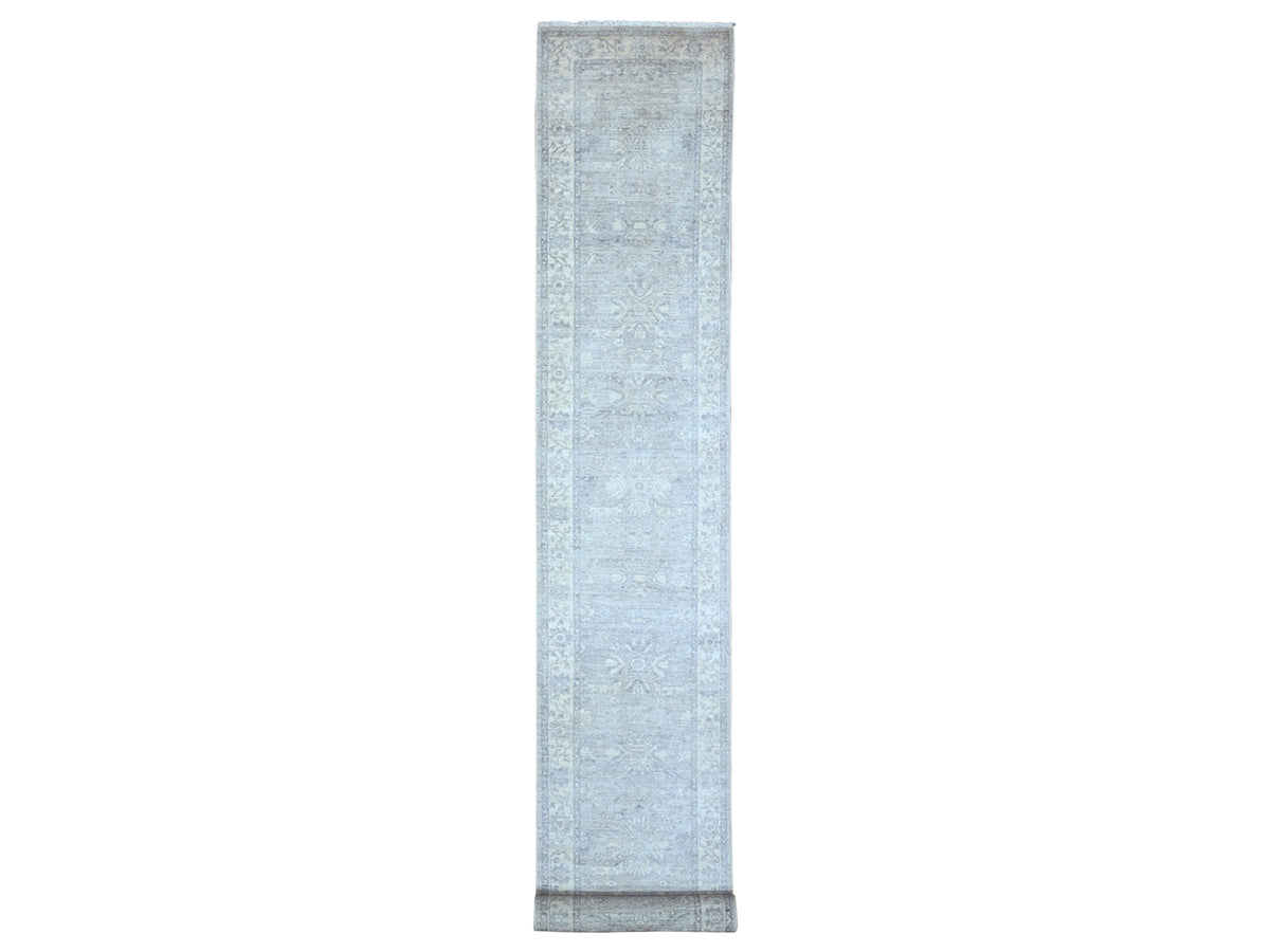 Peshawar hand-knotted wool runner in Gray, 2'6" x 17'9", SKU O089374