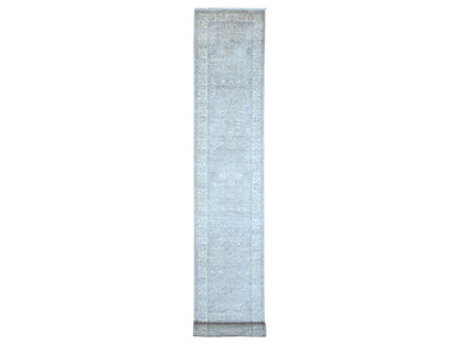 Peshawar hand-knotted wool runner in Gray, 2'6" x 17'9", SKU O089374