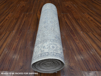 Peshawar hand-knotted wool runner in Gray, 2'6" x 17'9", SKU O089374