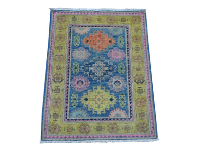 Kazak Tribal hand-knotted wool rug in Blue, 2'1" x 2'6", SKU O089388