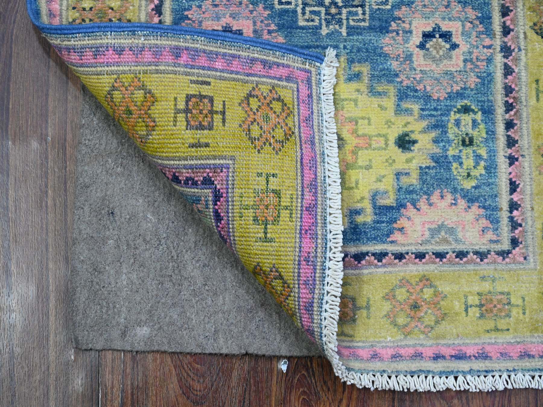 Kazak Tribal hand-knotted wool rug in Blue, 2'1" x 2'6", SKU O089388