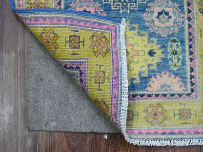 Kazak Tribal hand-knotted wool rug in Blue, 2'1" x 2'6", SKU O089388