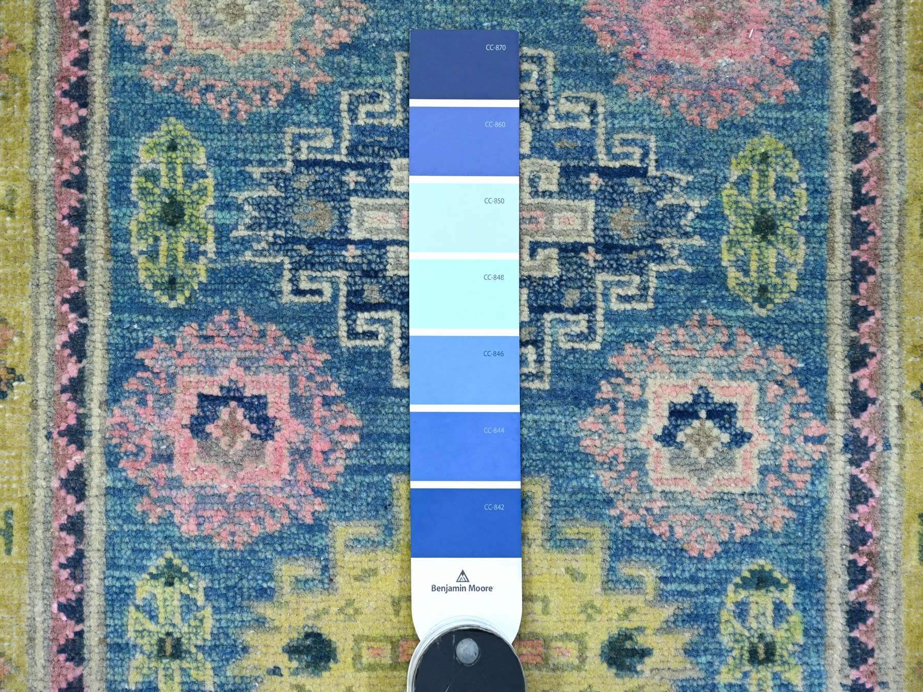 Kazak Tribal hand-knotted wool rug in Blue, 2'1" x 2'6", SKU O089388