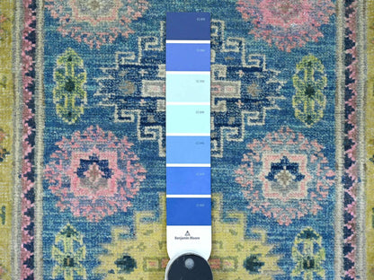Kazak Tribal hand-knotted wool rug in Blue, 2'1" x 2'6", SKU O089388